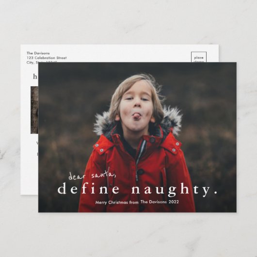 Funny Define Naughty 3 Kerstmis Feestdagenkaart (Voorkant / Achterkant)