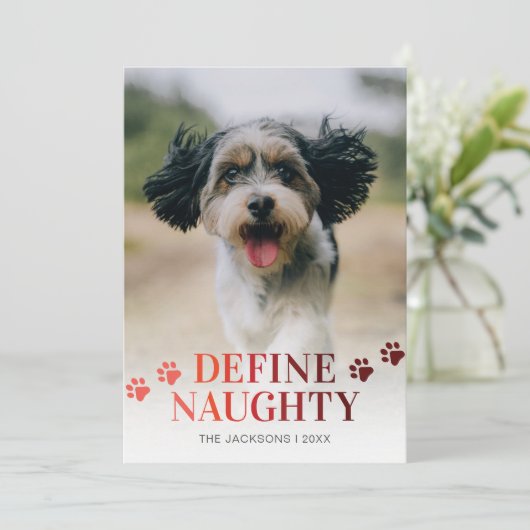 Funny Define Naughty Photo Kerstmis Feestdagenkaart (Staand voorkant)