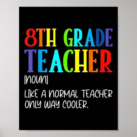 Funny Definition For 8th Grade Teacher Back To Sch Poster (Voorkant)
