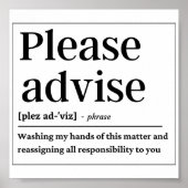 Funny Definition Gelieve te adviseren Poster (Voorkant)