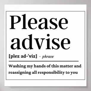 Funny Definition Gelieve te adviseren Poster