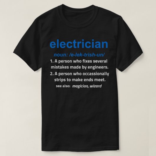 Funny Definition Journeyman Master Electricia Gif T-shirt (Design voorkant)