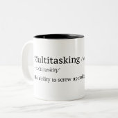 Funny Definition of Multitasking Tweekleurige Koffiemok (Voorkant links)
