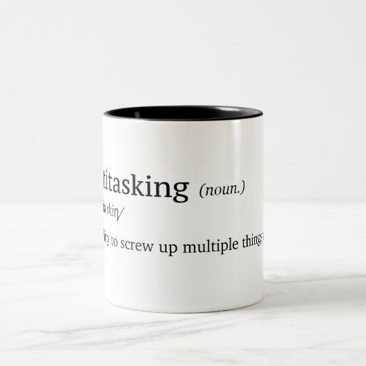 Funny Definition of Multitasking Tweekleurige Koffiemok (Center)