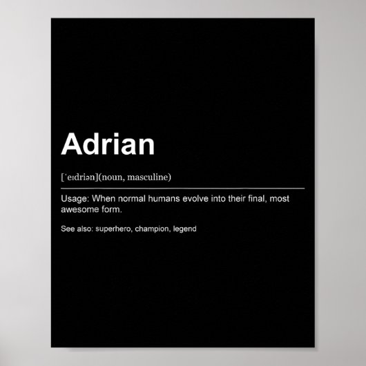 Funny Definition Quote For The Name Adrian _ Poster (Voorkant)