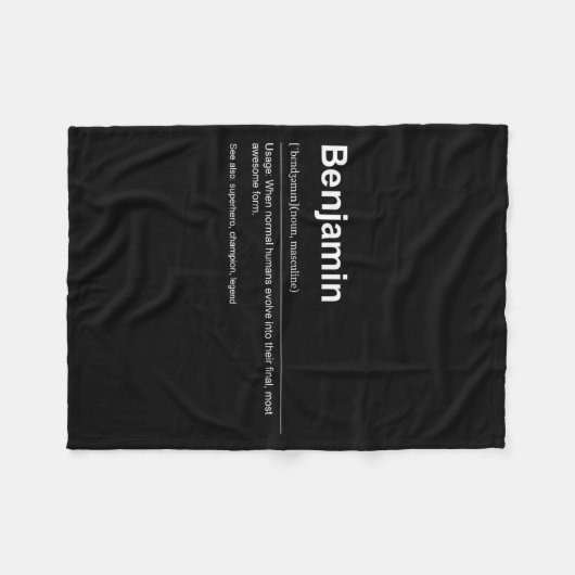 Funny Definition Quote For The Name Benjamin _  Fleece Deken (Voorkant (Horizontaal))