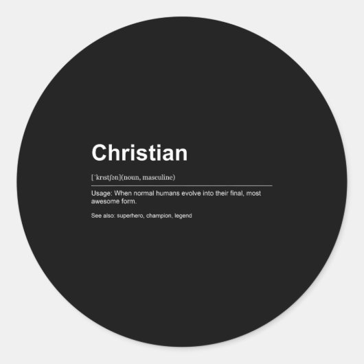 Funny Definition Quote For The Name Christian _  Ronde Sticker (Voorkant)