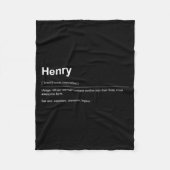 Funny Definition Quote For The Name Henry _  Fleece Deken (Voorkant)