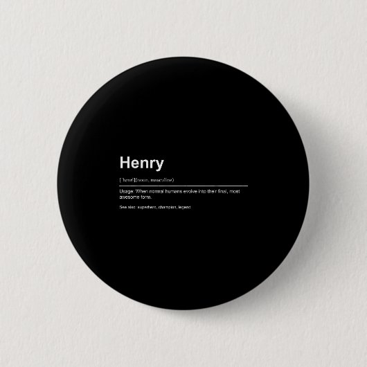 Funny Definition Quote For The Name Henry _  Ronde Button 5,7 Cm (Voorkant)