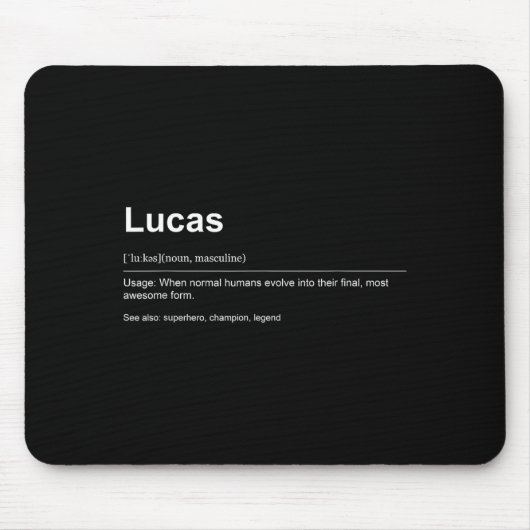 Funny Definition Quote For The Name Lucas _ Muismat (Voorkant)