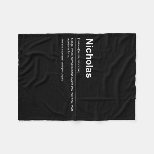 Funny Definition Quote For The Name Nicholas _  Fleece Deken (Voorkant (Horizontaal))