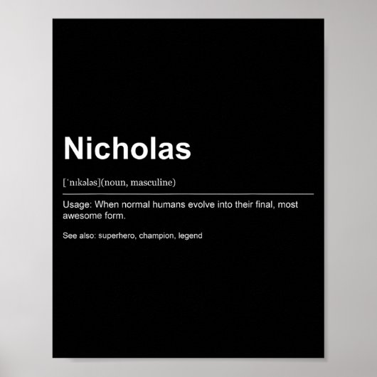 Funny Definition Quote For The Name Nicholas _ Poster (Voorkant)