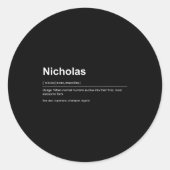 Funny Definition Quote For The Name Nicholas _ Ronde Sticker (Voorkant)
