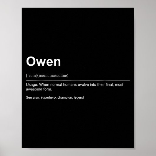 Funny Definition Quote For The Name Owen _  Poster (Voorkant)