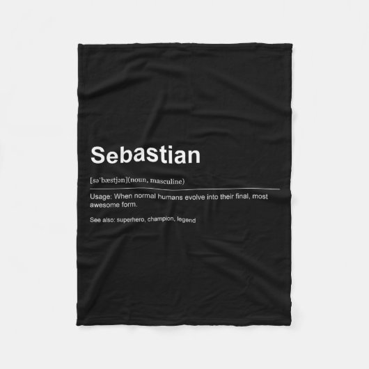 Funny Definition Quote For The Name Sebastian _  Fleece Deken (Voorkant)