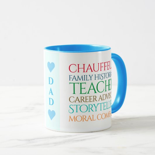 Funny Definitions of Dad Jobs Careers Label Cloud Mok (Voorkant rechts)