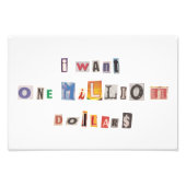 Funny demand for money Ransom Note Collage Foto Afdruk (Voorkant)