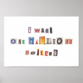 Funny demand for money Ransom Note Collage Poster (Voorkant)