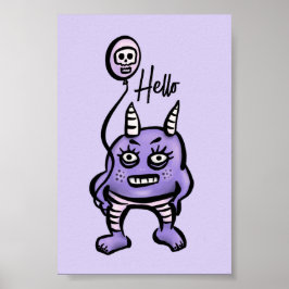 Funny Demon Hallo Paarse Cute Pastel Whimsigoth Poster