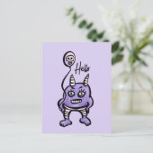 Funny Demon Hallo Paarse Cute Whimsigoth Briefkaart (Staand voorkant)