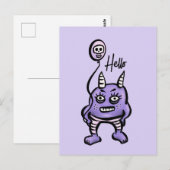 Funny Demon Hallo Paarse Cute Whimsigoth Briefkaart (Voorkant / Achterkant)