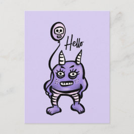 Funny Demon Hallo Paarse Cute Whimsigoth Briefkaart