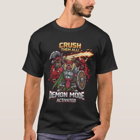 Funny Demon Mode Activated Gaming Shirt | RPG-vent (Voorkant)