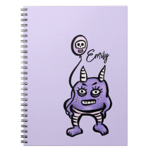Funny Demon Paars Cute Whimsigoth Name Notitieboek