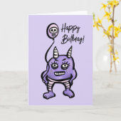 Funny Demon Paarse Cute Pastel Whimsigoth Birthday Kaart (Gele Bloem)