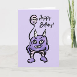 Funny Demon Paarse Cute Pastel Whimsigoth Birthday Kaart