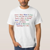 Funny Demotivational Proverb Rice Fish Humor T-shirt (Voorkant)