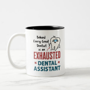 Funny Dental Assistant Exhaustote Quote Tweekleurige Koffiemok