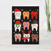 Funny Dental Christmas Teeth Cute Xmas Dentist Squ Kaart (Voorkant)