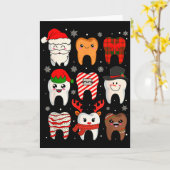 Funny Dental Christmas Teeth Cute Xmas Dentist Squ Kaart (Gele Bloem)
