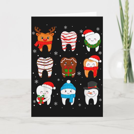 Funny Dental Christmas Teeth Cute Xmas Dentist Squ Kaart (Voorkant)