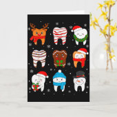 Funny Dental Christmas Teeth Cute Xmas Dentist Squ Kaart (Gele Bloem)