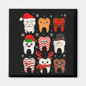 Funny Dental Christmas Teeth Cute Xmas Dentist Squ Magneet (Voorkant)