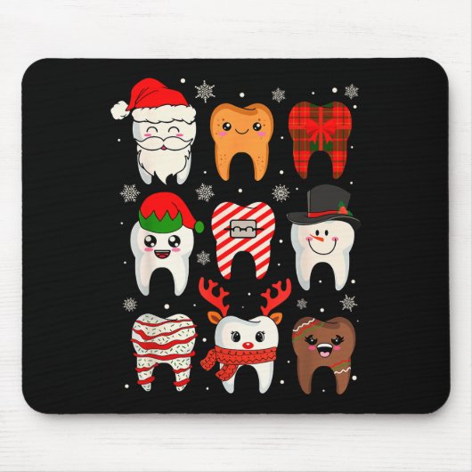 Funny Dental Christmas Teeth Cute Xmas Dentist Squ Muismat (Voorkant)