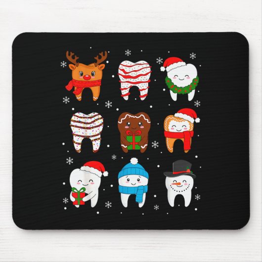 Funny Dental Christmas Teeth Cute Xmas Dentist Squ Muismat (Voorkant)
