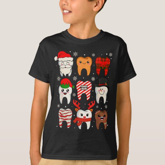 Funny Dental Christmas Teeth Cute Xmas Dentist Squ T-shirt (Voorkant)
