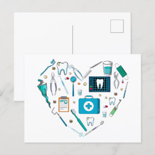 Funny Dental Dentist Tool Heart Briefkaart