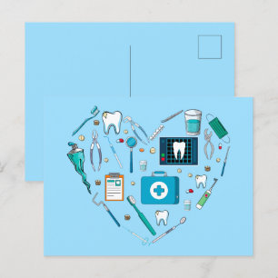 Funny Dental Dentist Tool Heart Briefkaart