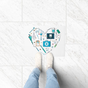 Funny Dental Dentist Tool Heart Deurmat