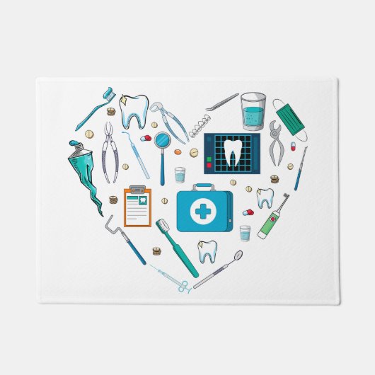 Funny Dental Dentist Tool Heart Deurmat (Voorkant)
