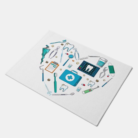 Funny Dental Dentist Tool Heart Deurmat (Schuin)