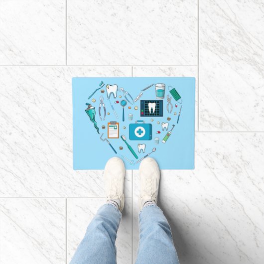 Funny Dental Dentist Tool Heart Deurmat (Binnen)