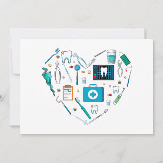 Funny Dental Dentist Tool Heart Feestdagenkaart