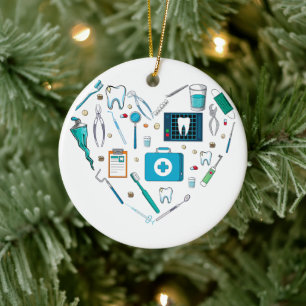 Funny Dental Dentist Tool Heart Keramisch Ornament