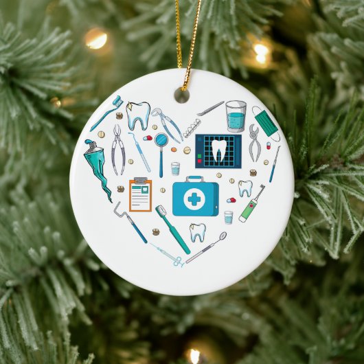 Funny Dental Dentist Tool Heart Keramisch Ornament (Boom)