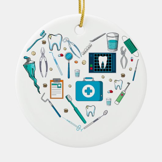 Funny Dental Dentist Tool Heart Keramisch Ornament (Voorkant)